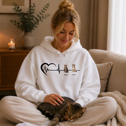 Herzschlag Pfote Hoodie Personalisiert