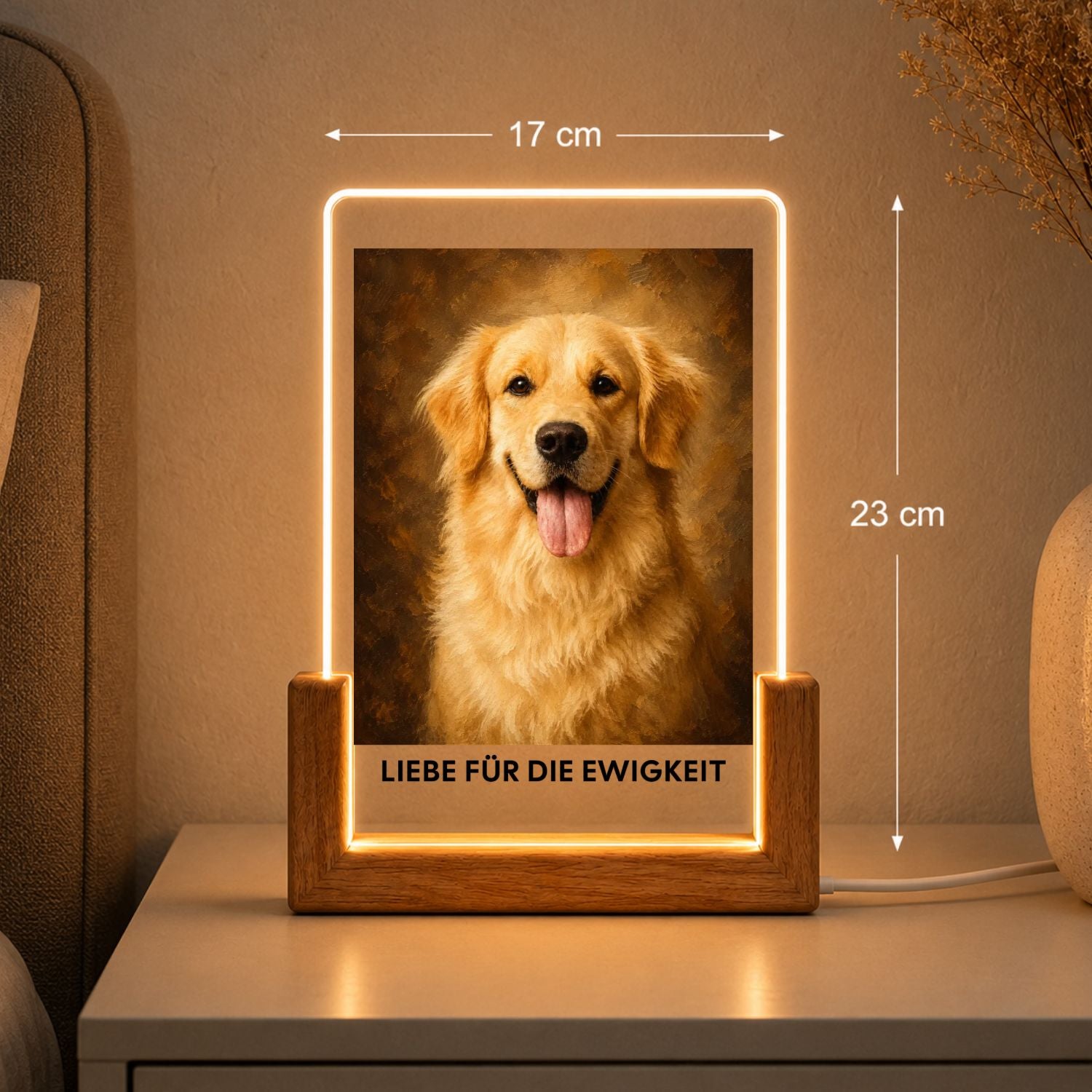 Hund Vintage Acryl-Licht Personalisiert