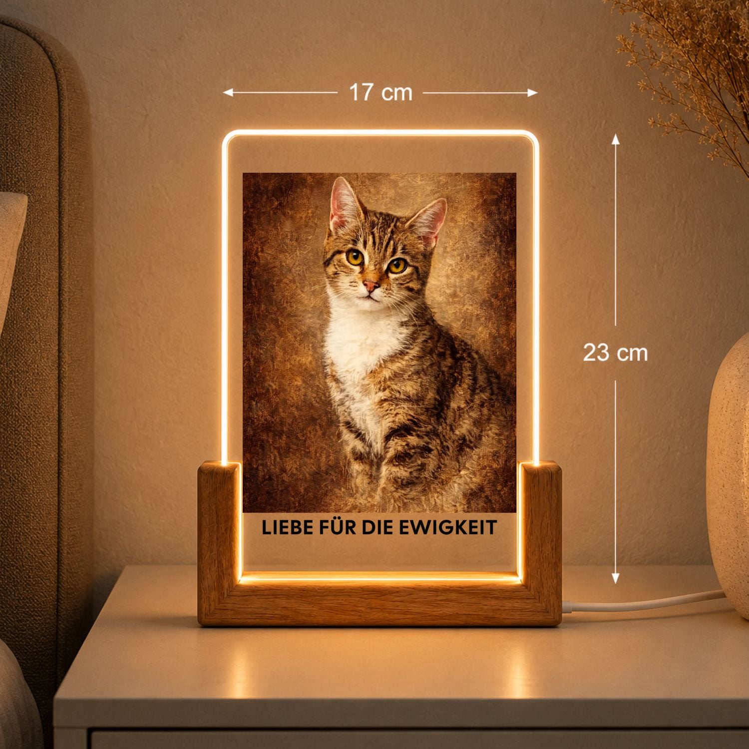 Katze Vintage Acryl Licht Personalisiert