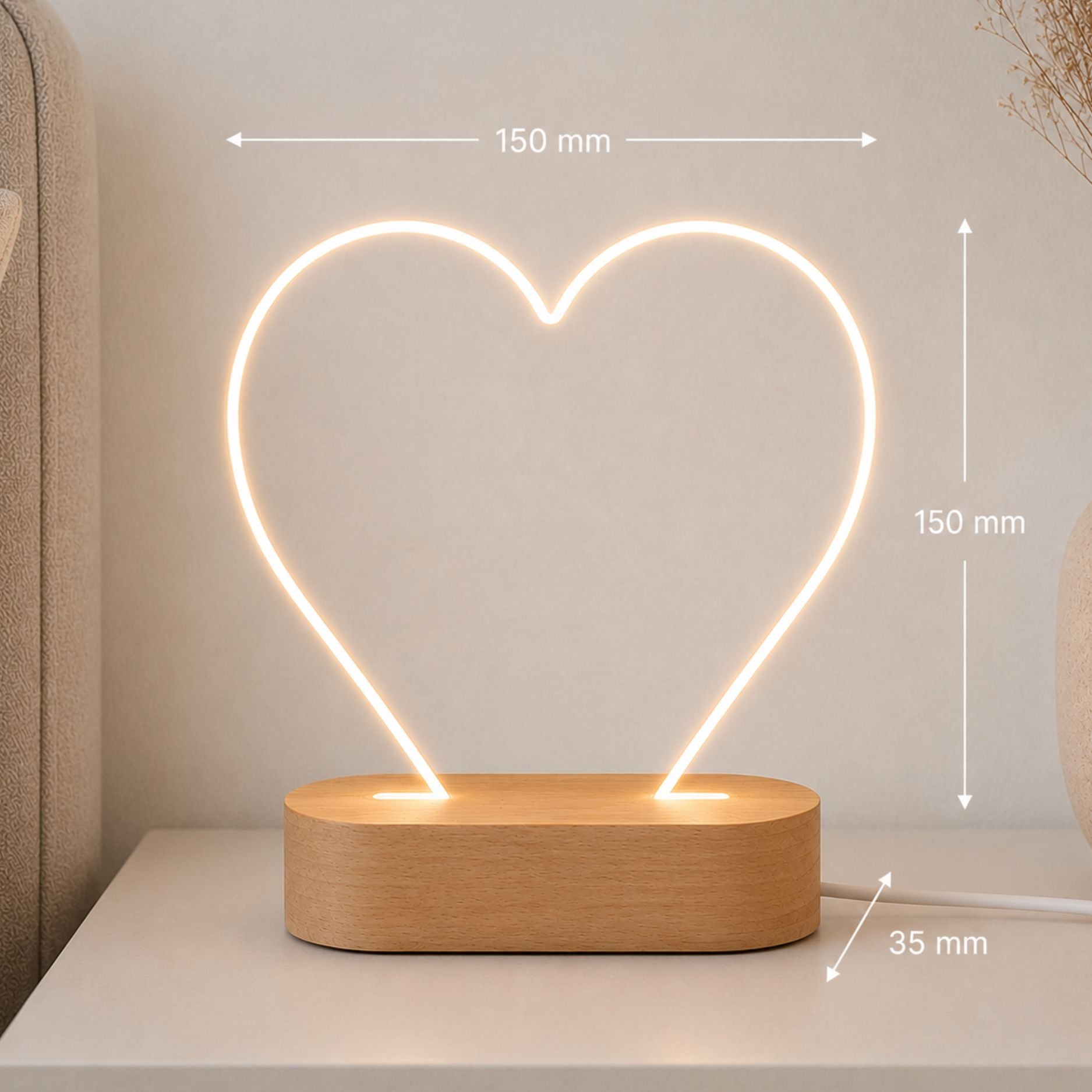LED Herzform Größe