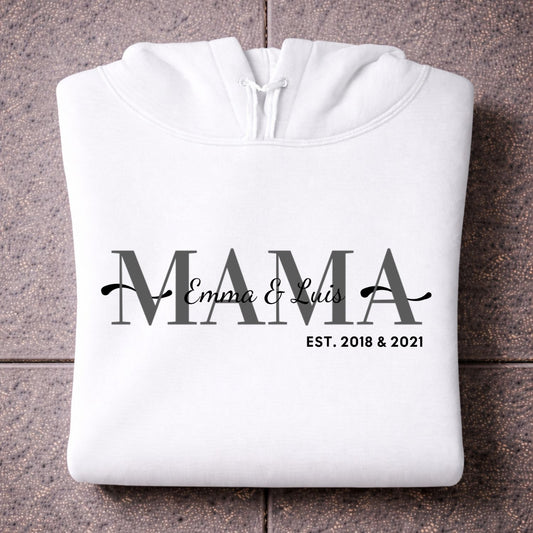 Mama mit Kindernamen Hoodie Personalisiert