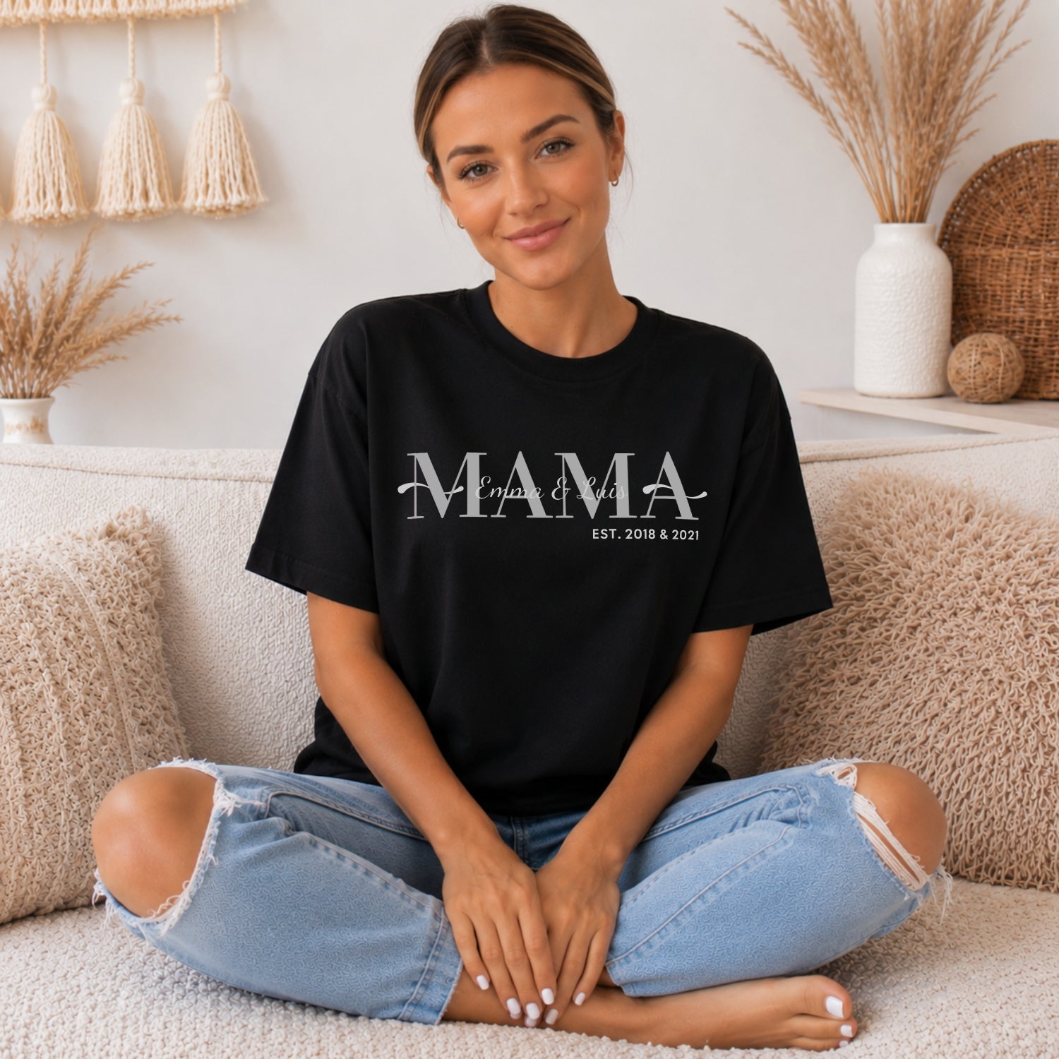 Mama mit Kindernamen Shirt Personalisiert