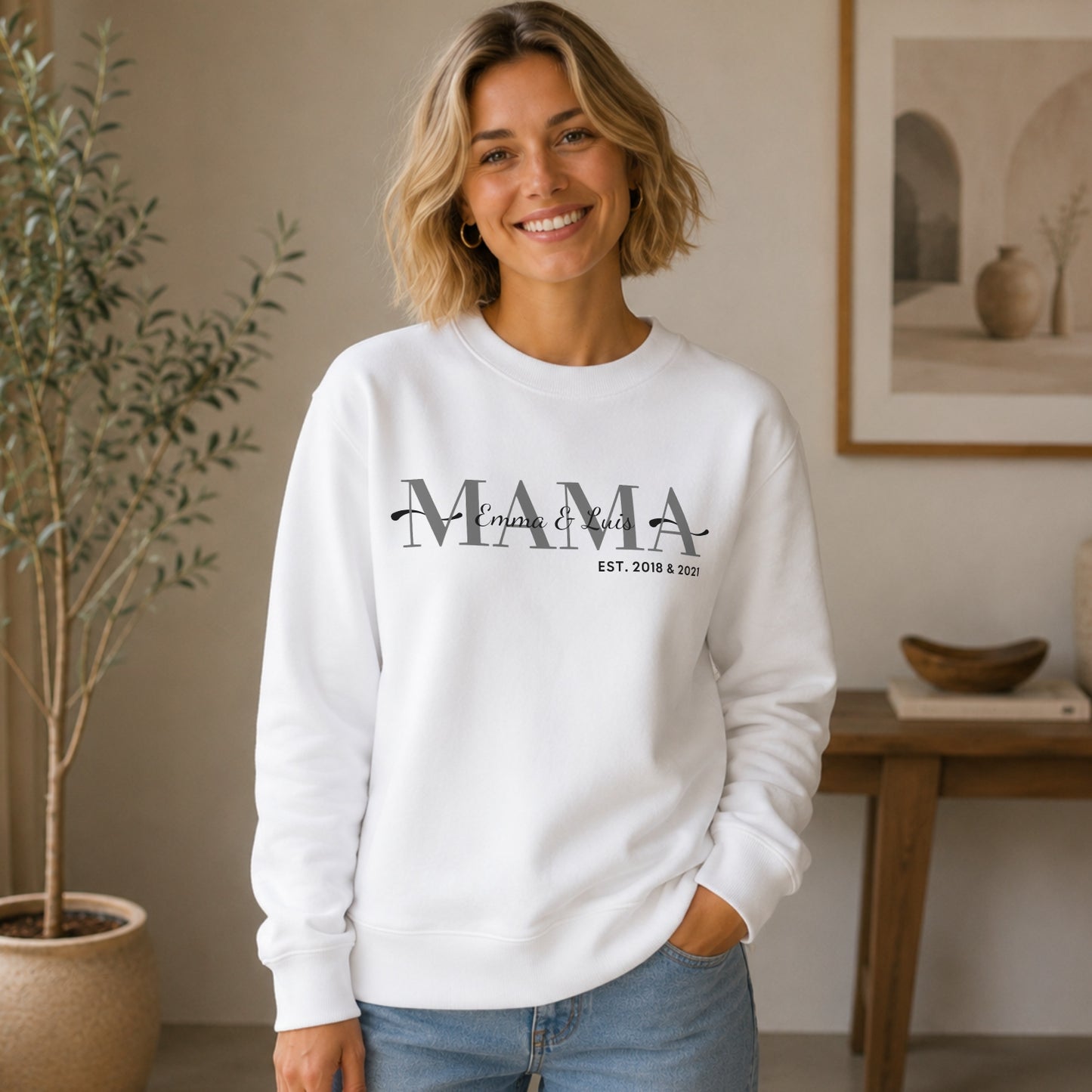 Mama mit Kindernamen Sweatshirt Personalisiert