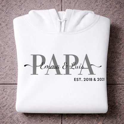 PAPA SCHRIFTZUG MIT KINDERNAMEN HOODIE