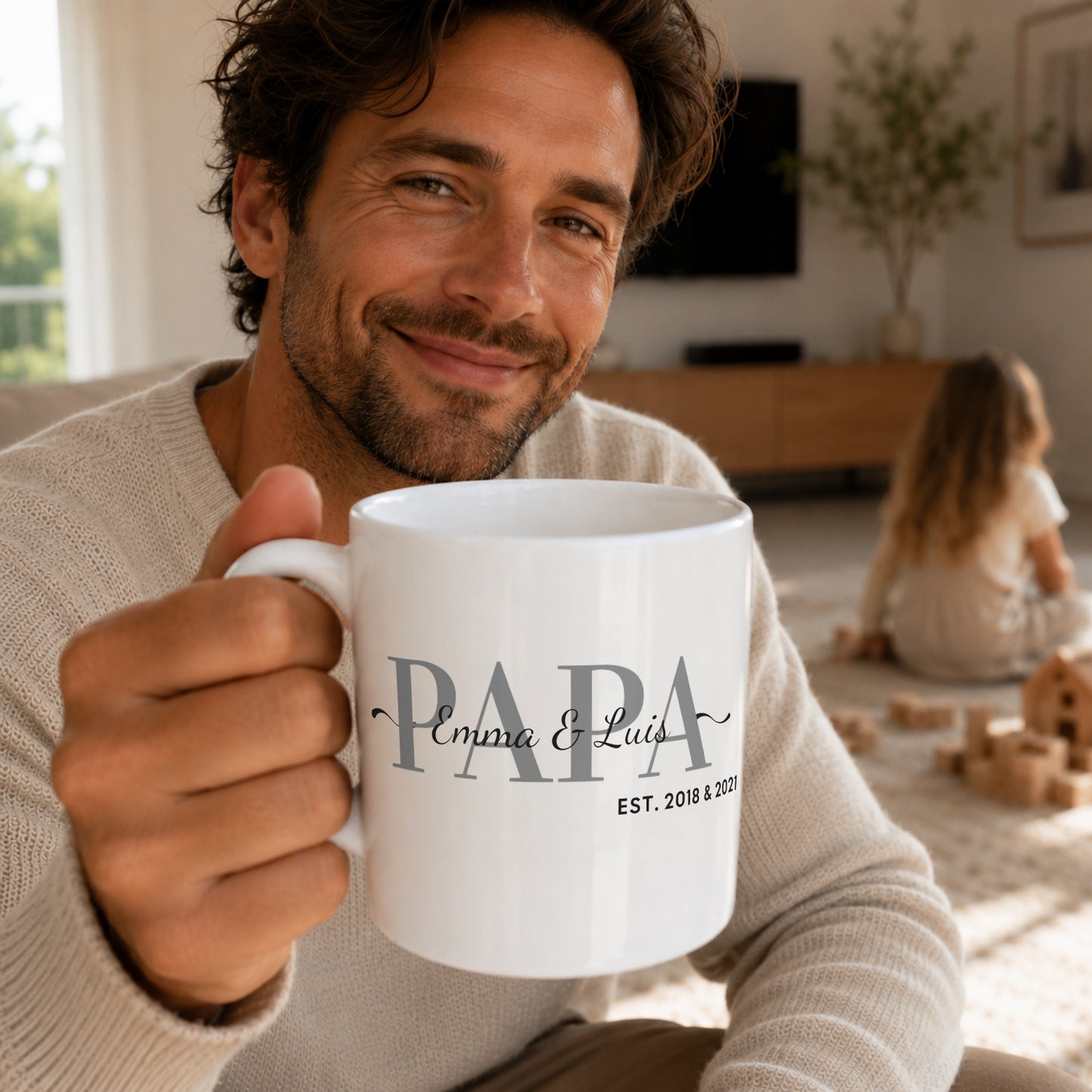 Papa mit Kindernamen Tasse