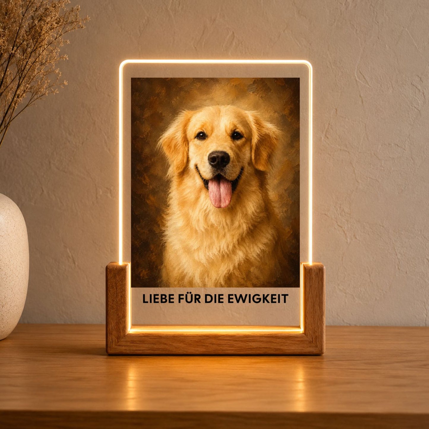 Hund Vintage Acryl-Licht Personalisiert