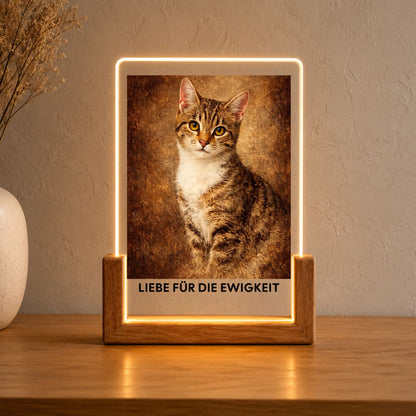 Katze Vintage Acryl Licht Personalisiert